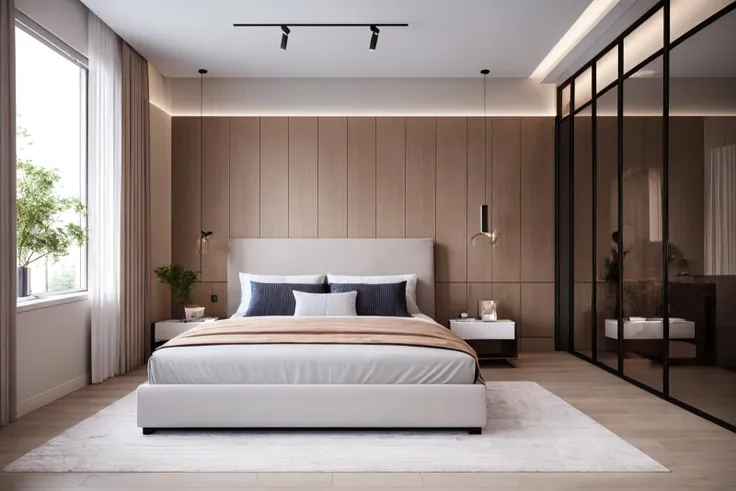 interior design, bed room, Chinese style, no humans, plant, bed, indoors, scenery, curtains, window, lamp, potted plant, clock, bedroom, pillow, couch, chair, ceiling light, on bed, table<lora:ä¸­å¼å§å®¤-2:0.6>,