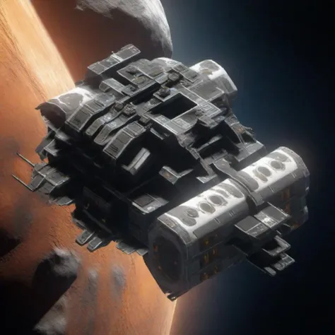 spacecraft over asteroid <lora:sdxl_lora_ships:1.0>
unreal engine 5 render, a detailed matte photo, photorealism,
crystal clear,(high contrast),
(Gorgeous Photo:1.3) of (Ultra detailed:1.3), 8k, masterpiece, ((ultra detailed:1.1)), 16k textures, cinematic look, intricate,epic, UHD, DSLR,