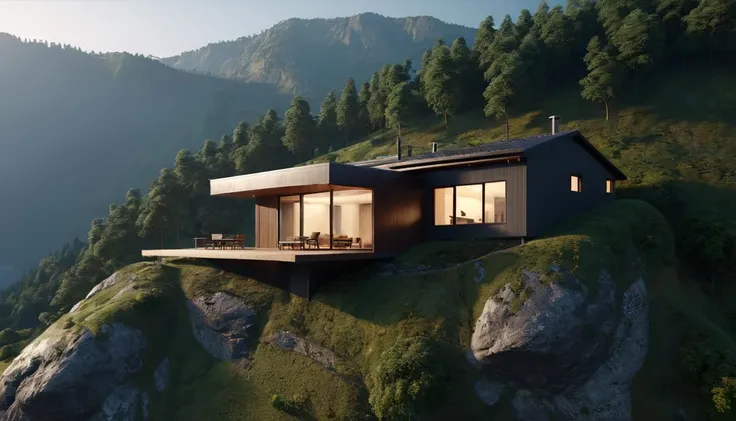 3d render house on mountain