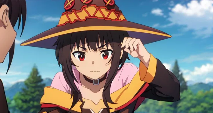 screencap, ufotable  <lyco:ufoTable LoCon:.5>  megumin  <lora:meguminBakuenEdition_v10a:.6>