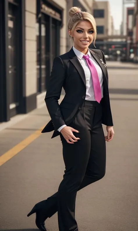 (8k, RAW photo, best quality, masterpiece:1.2), (realistic, photo-realistic:1.37), ultra-detailed,(detailed beautiful girl:1.4),1 girl,full body <lora:Sexy office lady:1>,Sexy office lady,office(((dark purple suit,formal shirt,jacket,micro mini skirt))),((looking at viewer)),((rosemc,(ponytail),dark brown hair))