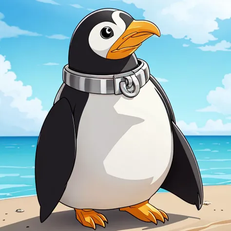 <lora:Collar-SD:0.85> a penguin wearing a thick steel collar