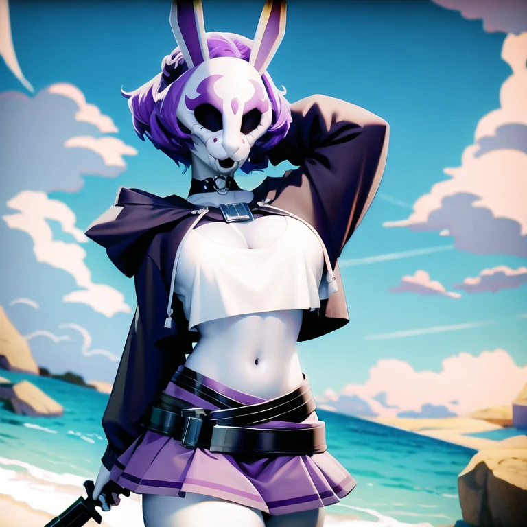 neon violet,
masterpiece, ultra hd, absurdres, best quality,
white skin, white body, pale skin,
knife, mask