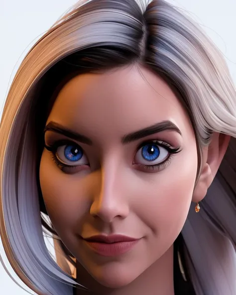 frontal symetrical 3d render of <lora:N3ring4K:1>, focus on face, detailed face, intricate, sharp focus, soft lighting, vibrant colors, masterpiece, detailed face, beautiful, looking at viewer, upper body, detailed eyes, pore level details, advertising studio lights, frontal led light ring, smooth shadows, bokeh background, Hyper Realistic Photography, Hyperdetail, UHD, Color Correction, HDR, color grading, hyper realistic (white background), <lora:3DMM_V12:1>
