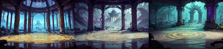 (otherworldly, otherworldly atmosphere, otherworldly appearance), highly insanely detailed, masterpiece, top quality, best quality, highres, 4k, 8k, RAW photo, 
((ancient egyptian theme:1.2)), Hong Kong structure, building, structure, taiwan, korean, 
swirling energy, 
tentacle, 
(underwater), 
reflection, reflective floor, 
abandoned building, overgrown with vegetation, [volumetric fog], cinematic lighting, colorful, colourful, 
(long_hair, long hair, random colors hair, glowing hair, hair over one eye, long messy hair), 
(eyelashes, eyeliner, eyeshadow, eyelashes, long eyelashes), 
collar, earrings, jewelry, necklace, armlet, 
high-heels, 
nsfw, 
cleavage, perfect female body, makeup, 
action pose, 
drunk, biting, 
dawn, 
zhantai, pillar, purple fire, glowing, vines, indoors, column, <lora:ç«çæ¸¸ææ½å¡_ç«å°èæ¯v1.0:0.6>, (fantasy world)