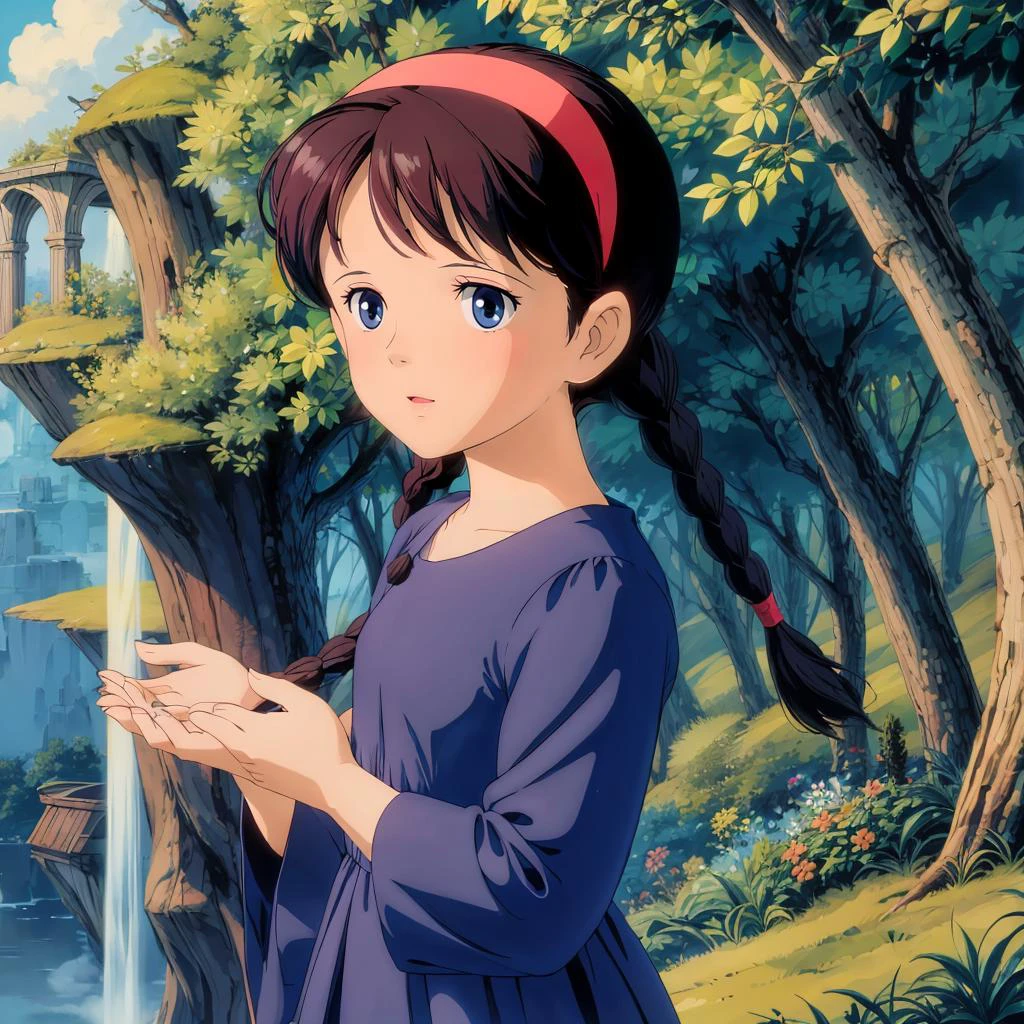 <lora:Sheeta002:0.7>,<lora:add_detail:1>,<lora:boldline:-0.3>,<lora:noline:0.3>,
Sheeta,1girl,
braids,hairband,
blue_dress,
nature,