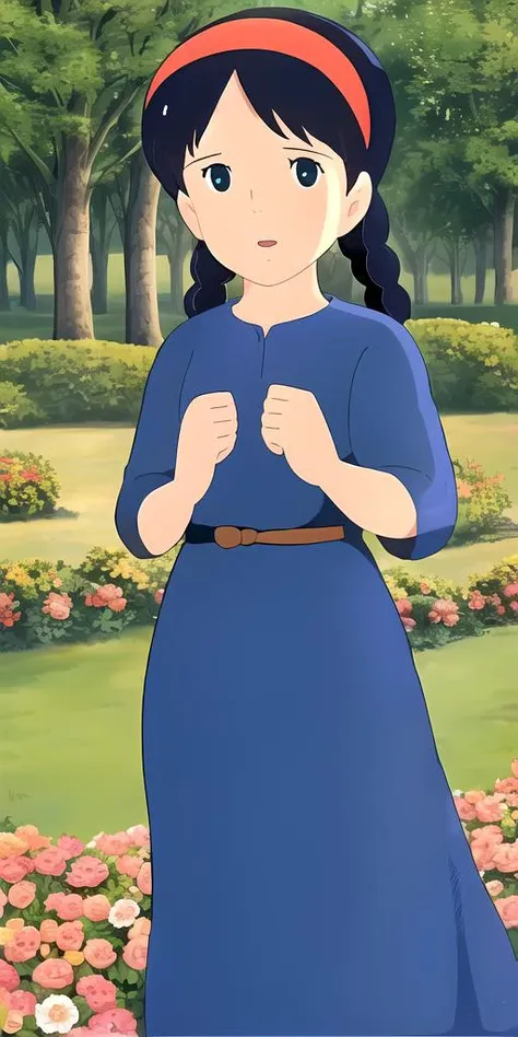 (best-lifelike-realistic-lookalike, best-photo-lookalike, FullHD) 1girl <lora:Sheeta002:1> Sheeta, 1girl, hairband, braids, blue-dress, outdoors