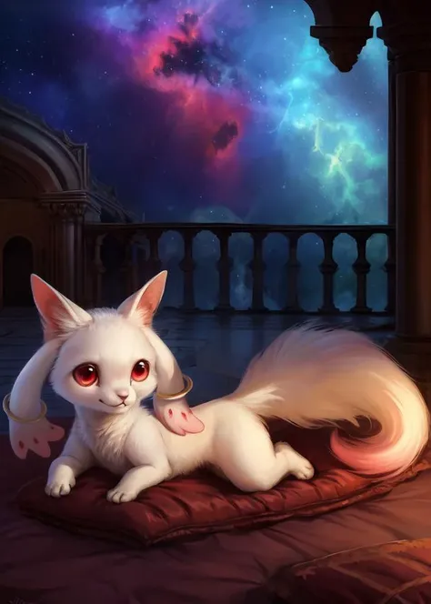 <lora:S1-Kyubey:0.85>,
uploaded on e621, ((by Lostgoose, by Silverfox5213, by Joaqun Sorolla)),
solo (((wildlife feral))) (((Kyubey))) with ((white and pink body)) and ((clear dark red eyes)), BREAK, and (((long white ears))),
((half-length portrait)), (((nude))),
(detailed feral Kyubey), (detailed lighting), ((detailed latex fur)), BREAK,
(((lying at monastery with nebula on night))),
(cinematic lighting), ((detailed background)), ((depth of field)), (half body shadow), ((sunlight)),
(looking at viewer), (high-angle view), ((front view)),
[backlighting], [detailed ambient light], [gray natural lighting], [ambient light on the belly],
[realistic proportions], [explicit content, adult, nsfw], [sharp focus], (questionable content), (shaded), (hi res), ((masterpiece))