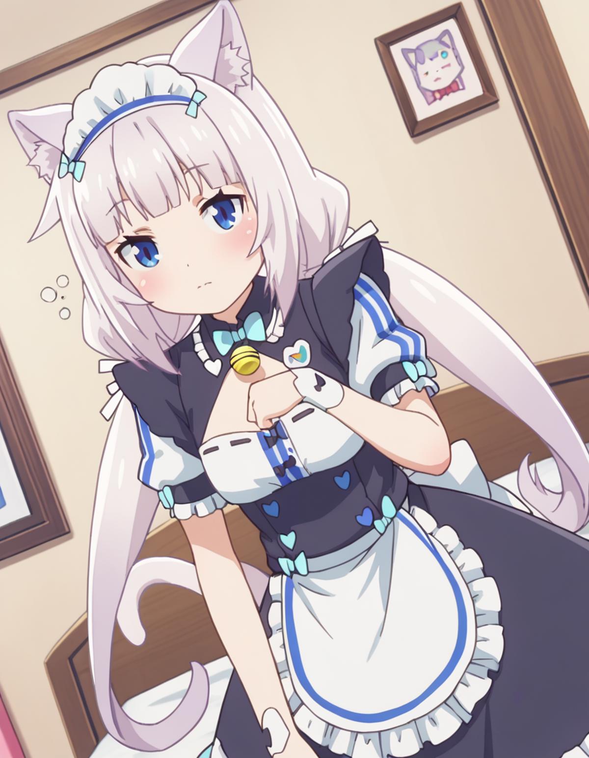 Anime character with a cat ears and a blue dress - SeaArt AI