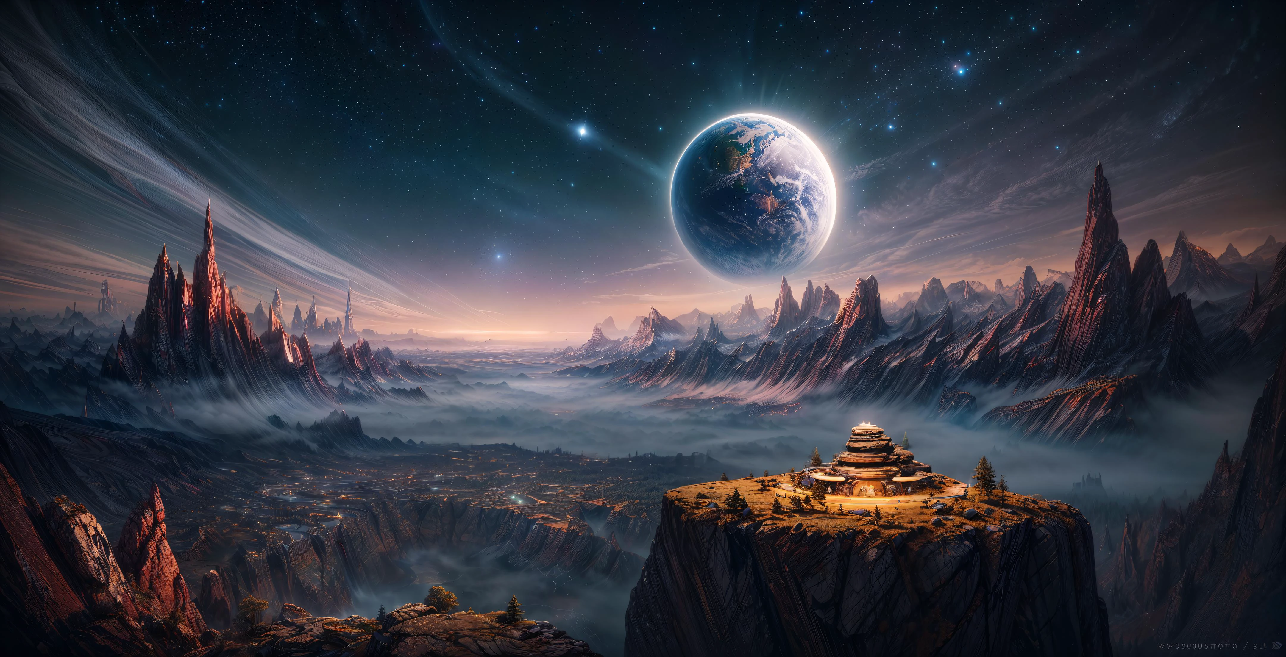(masterpiece, absurdres, highly detailed:1.3), dreamscape, parallel dimensions, digital landscape painting of suburban housing subdivision, bright blue sky with large ringed planet on the horizon, Sharp Focus, pastel Colourful, Centered, Symmetry, Painted, Intricate, Volumetric Lighting, Beautiful, Rich Deep Colors, ultra Detailed, Astrophotography digital painting, mysterious magic, focused, lush colors, Canon Eos 5d Mark IV and Fujifilm Superia X-TRA 400 film, <lora:more_details:1>,, (Extremely Detailed Oil Painting:1.2), glow effects, godrays, Hand drawn, render, 8k, octane render, cinema 4d, blender, dark, atmospheric 4k ultra detailed, cinematic sensual, Sharp focus, humorous illustration, big depth of field, Masterpiece, colors, 3d octane render, 4k, concept art, trending on artstation, hyperrealistic, Vivid colors, extremely detailed CG unity 8k wallpaper, trending on ArtStation, trending on CGSociety, Intricate, High Detail, dramatic