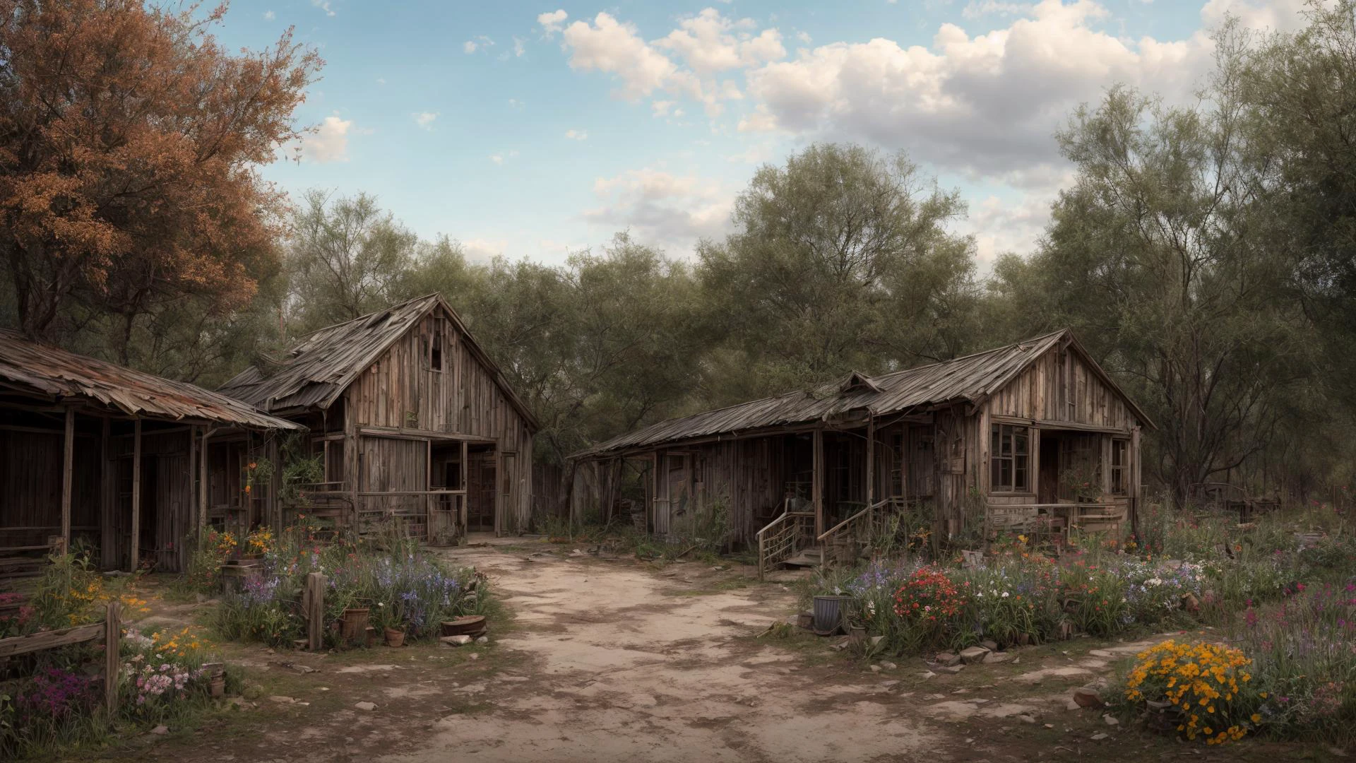 excellent oil painting of a post-apocalyptic zoo, empty enclosures, overgrown habitats, echoes of wildlife landscape, vibrant colors, powerfull style with epic dramatism, small willage, mistery land, best quality, maximum quality, intricate details, ultrasahrp, ambient oclusion, realistic shadows, art by Bastien Lecouffe Deharme, 8k, oil art, <lora:add_detail:1> <lora:royta v1.1:0.4>8k perfect quality, dramatic magic wind with blowing leafs and flowers w