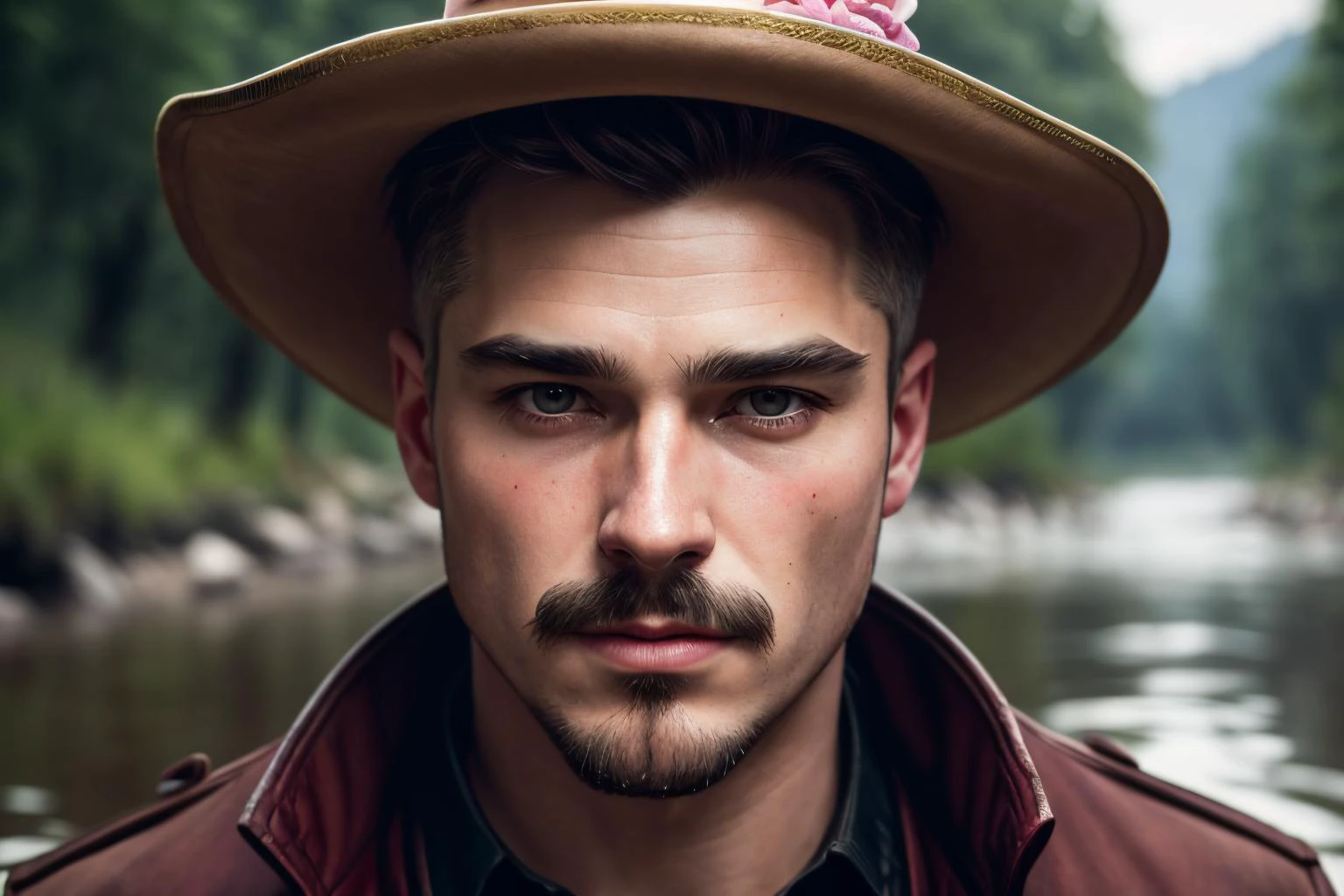 an awarded profesional photography of (1man:1.3) French with ruby eyes with male high and tight hairstyle and Chevron mustache in pink color, dressed as Warlock full-face blush, drifting down a river on a raft in underground cult sanctuary, secretive rituals, fanatical devotion, hidden truths ,(epic scene:1.3),ultradetialed character with perfect face,detailed skin,(ultrasharp:1.3),(masterpiece:1.1),best quality,(photorealistic:1.2),ultrarealistic,realistic ultradetailed character,4k perfect quality, <lyco:GoodHands-beta2:1> by David Fincher Split Lighting camera angle pov and cowboy shot Magnificent,Imperceptible detail,Intricately designed, (perfect quality face:1.5) hyper-detailed complex, insanely detailed, detailed clothes, detailed skin, detailed body, , 1man, realistic lights, realistic shadows, profesional photo