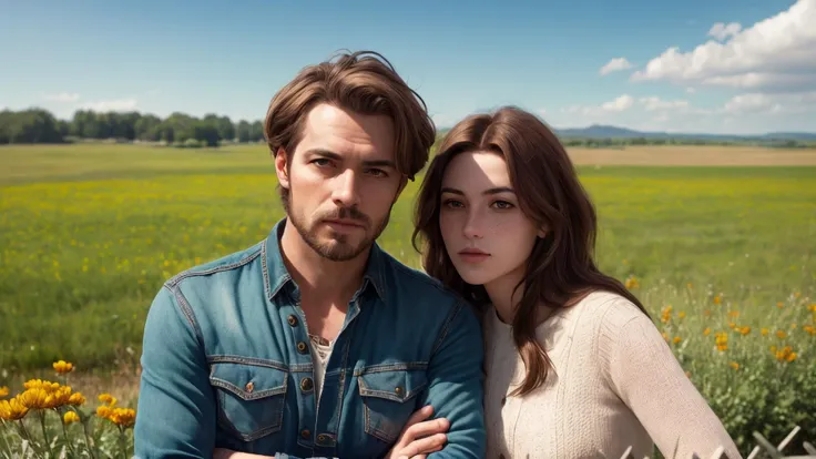 an awarded profesional photography of 1man Inviting mermaid (1man), (male:1.2), mature, aged up, freckles face, chiseled jawline, finely detailed eyes and face, thin body, kind and gentle demeanor, porcelain skin with brunette blunt cut friendly mutton chops shavingwith Wide Set Eye Shape Light Green as Ranger thirsty he is leaning against a fence with arms crossed fine in a on a wide, open prairie filled with wildflowers under a clear blue sky , ultradetialed character with perfect face,detailed skin,(ultrasharp:1.3),(masterpiece:1.1),best quality AS-YoungV2,(photorealistic:1.2),ultrarealistic,realistic ultradetailed character,4k perfect quality,<lyco:GoodHands-beta2:1>Magnificent,Imperceptible detail,Intricately designed, Dutch angle