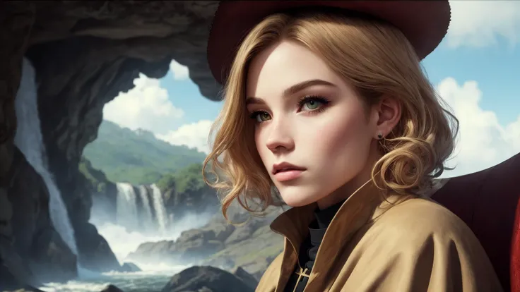 best quality, masterpiece, of a male, dressed as a Priest, with blonde hair, with a male Neatly trimmed side-swept hairstyle with a subtle wave, wearing a steampunk mask, close-up, sitting, In a dreamlike landscape where waterfalls flow upwards and clouds are within reach,, realistic, concept art, cinematic, volumetric lighting, highly detailed, 8k with cat selkirk rex ultradetialed character with perfect face,detailed skin,(ultrasharp:1.3),(masterpiece:1.1),best quality AS-YoungV2,(photorealistic:1.2),ultrarealistic,realistic ultradetailed character,4k perfect quality,<lyco:GoodHands-beta2:1>Magnificent,Imperceptible detail,Intricately designed,