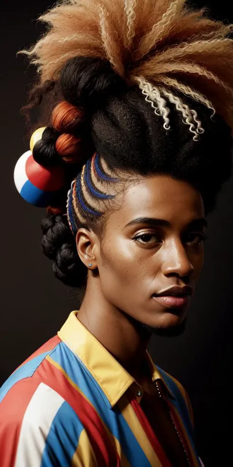 (art by Ettore Sottsass:1.1) , professional zig-zag lines drawing of a surreal, 2000'S stout [Ellie Goulding|Worf], Elite hair, Afro hairstyle, Hurricane, shallow depth of field, Manic, Street Art, Primary Colors,  <lora:Stoked-Reality-LORA-v1-0:1>