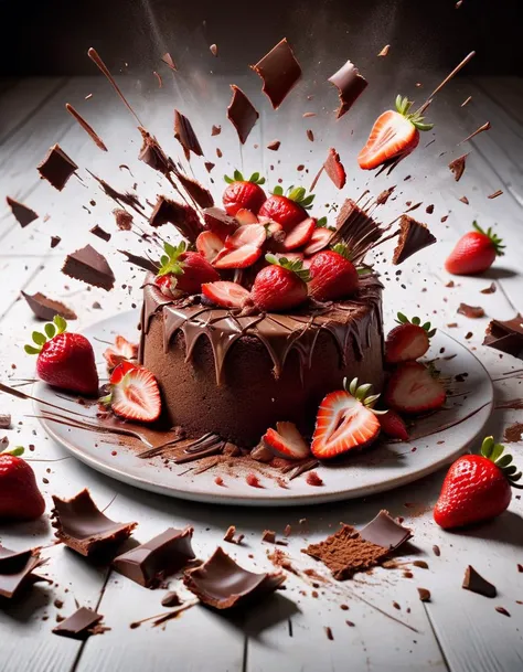 ral-vlntxplzn chocolate cake with strawberries, elegant dish in a modern cafe, culinary photography, made of ral-vlntxplzn <lora:ral-vlntxplzn-sdxl:1>