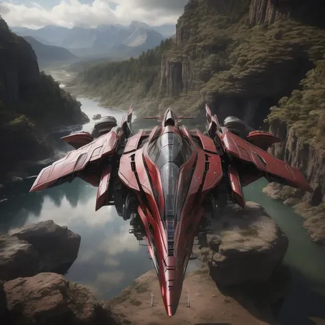 <lora:LoHa_FutSpacecraftV2:0.8> masterpiece, highly detailed photorealistic 8k raw photo, best cinematic quality, volumetric lighting and shadows, Earthy Red ftspcft, cutting-edge design, showcasing sleek lines, advanced features, innovation, futuristic cityscape, Extreme close-up, large wings, futuristic cockpit, wide body,