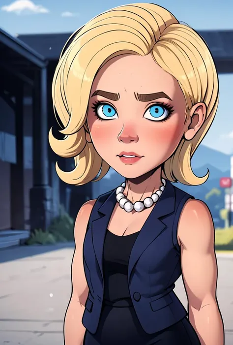 (masterpiece, best quality), 1girl,   <lora:Hilloli_Clinton_Leaf3:0.8> solo, 1girl, Hilloli Clinton, blonde hair, blue eyes, makeup, pearl necklace, blue vest, black dress, pencil skirt,, solo, 1girl, Hilloli Clinton, blonde hair, blue eyes, makeup,  blue vest, black dress,