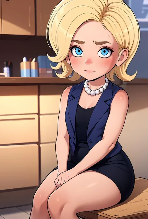 (masterpiece, best quality), 1girl,   <lora:Hil****_Clinton_Leaf3:0.8> solo, 1girl, Hil**** Clinton, blonde hair, blue eyes, makeup, pearl necklace, blue vest, black dress, pencil skirt,, solo, 1girl, Hil**** Clinton, blonde hair, blue eyes, makeup,  blue vest, black dress,