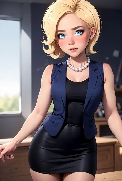(masterpiece, best quality), 1girl, <lora:Hilloli_Clinton_Leaf3:0.8> solo, 1girl, Hilloli Clinton, blonde hair, blue eyes, makeup, pearl necklace, blue vest, black dress, pencil skirt,, solo, 1girl, Hilloli Clinton, blonde hair, blue eyes, makeup, blue vest, black dress,