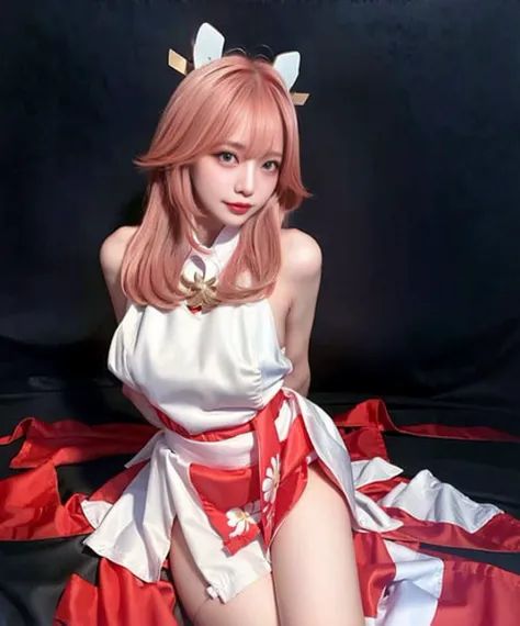 1 girl, ultra high res, (realistic, photo-realistic:1.48),omertosa,1girl,(Kpop idol), (aegyo sal:1),cute, bokeh, night, professional lighting, detailed lighting, photon mapping, radiosity, physically-based rendering,White pantyhosebloom, backlighting, depth of field, hard focus, film grain, one meter shooting distance, professional photoshoot, photographed with a Sony a9 II Mirrorless Camera, detailed eyes,<lora:japaneseDollLikeness_v10:0.4>,<lora:koreanDollLikeness_v15:0.6>,detailed eyes, realistic eyes, detailed shadow, looking at viewer, dog ears, detailed lighting,(detailed hair, realistic hair, realistic lighting, realistic shadow, realistic outfit), realistic skin, (gun on waist:1), realistic reflection of light from above,((arms behind back)),(hands behind),tube top,sexy,night,stockings,,big boobs,big breast,<lora:yaeMikoRealistic_yaemikoMixed:0.9>,cherry blossoms, white skirt, white dress,full body,japanese shrine,pink filter