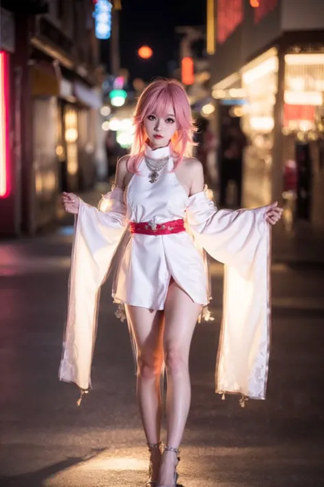 <lora:yaeMikoRealistic_yaemikoMixed:0.7>, <lora:koreanDollLikeness_v15:0.2>, <lora:chilloutmixss_xss10:0.3>extremely detailed, high res, best quality, korean girl, full body, (naked:1.4), medium breasts, 1girl, (ulzzang-6500:0.7), kpop idol, yae miko, detached sleeves, bare shoulders, pink hair, long hair, japanese clothes, best quality, (hair ornament:1.35), jewelry, purple eyes, standing, modern city, revealing modern outfit, see through, short dress, low cut, necklace, portrait, (silver dress: 1.5), looking at viewer, solo, bokeh, professional light, detailed skin, <breastinclassBetter_v13> ,