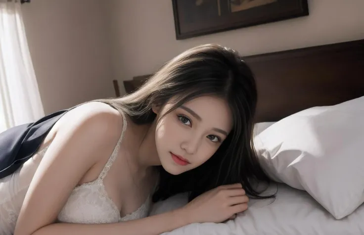 (best quality:0.9),masterpiece,photorealistic,realistic,
beautiful face,bright eyes,(wedding dress:0.8),
1girl,full body,lying on bed,hands on buttocks,looking at viewer,
bed,indoor,curtain,
<lora:shojovibe_v11:0.7>,