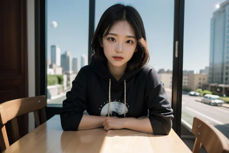 18-year-old,Homeless,Korean women,Drinking a drink,(((Slums))),Crouching,((( in a destroyed city))),(((Frowning,カメラをGlaring))),((((Rubble pile))),After the disaster,Very fine eye, junk,((Inside the barrack tent)),((refuge)),(((Wearing a tattered hoodie,Wearing baggy pants))),(((Collapsing Building))),(((Tragic))),((photograph)),(((Fabric Shading))), (((highest quality))), (((masterpiece))) strong girl, ((((Realistic)))),,Black Hair, chic hairstyle, ((With bangs,Straight medium bob cut, nice hair)), Light makeup,Red eyes, (((I'm not wearing lipstick))), (nice, strong), (((Strong night atmosphere))), Centered Images, Looking at the camera, Elegant colors,Realistic Skin,Realistic texture,8k,whole body,Pale skin,Red iris,Expressionless,Glaring,Perfect Face,(((Big eyes)))