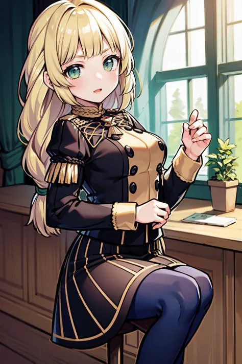 masterpiece, best quality, 8K RAW photo, film grain, lingerie, <lora:ingrid-nvwls-v2:.9> defIngrid, bangs, braided ponytail, black jacket, black skirt, blue pantyhose,,