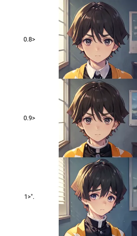 1boy <lora:Zenitsu-06:0.8>., standingn, look at the viewer,face,focusing on the face, nervous