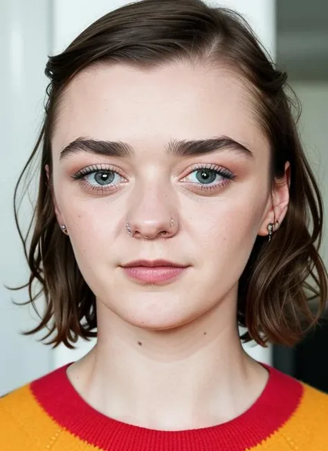 close up portrait of sks woman , by Flora Borsi, style by Flora Borsi, bold, bright colours, ((Flora Borsi)), by Andreas Gursky, <lora:lora-small-maisie-williams-v1:1>