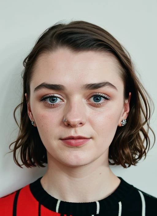 close up portrait of sks woman , by Flora Borsi, style by Flora Borsi, bold, bright colours, ((Flora Borsi)), by Gerda Taro, <lora:lora-small-maisie-williams-v1:1>