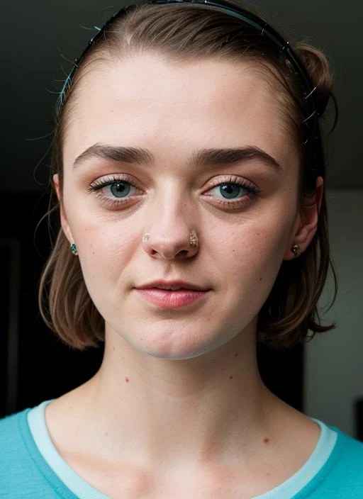 close up portrait of sks woman , by Flora Borsi, style by Flora Borsi, bold, bright colours, ((Flora Borsi)), by Gregory Crewdson, <lora:lora-small-maisie-williams-v1:1>