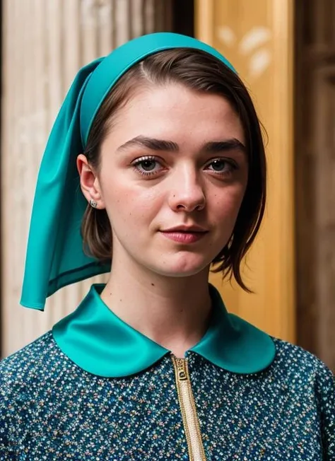 portrait of sks woman in Istanbul, at the Hagia Sophia, by Flora Borsi, style by Flora Borsi, bold, bright colours, ((Flora Borsi)), by Peter Lindbergh, <lora:lora-small-maisie-williams-v1:1>