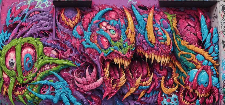 <lora:brho:0.6>brho, hyperbeast, sharp teeth, eyes, claws, mouths,