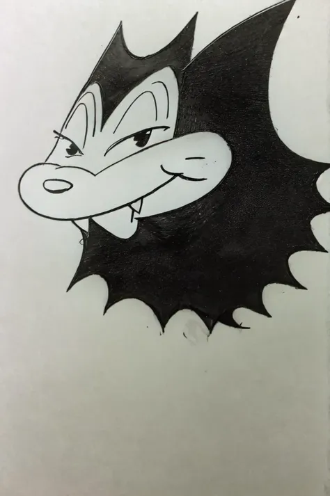 <lyco:billybat:0.9>billybat, solo, simple background, 1boy, monochrome, greyscale, male focus, grey background, sketch, looking to the side, no humans, traditional media, half-closed eyes
