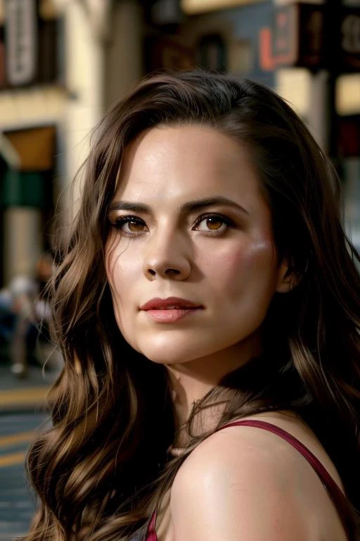 highly detailed, of Hayley Atwell, long curly hair, modelshoot style, (extremely detailed CG unity 8k wallpaper), full shot body photo of the most beautiful artwork in the world, downtown fashion top model, Victoria Secret Inspired Makeup Look, professional majestic oil painting by Ed Blinkey, Atey Ghailan, Studio Ghibli, by Jeremy Mann, Greg Manchess, Antonio Moro, trending on ArtStation, trending on CGSociety, Intricate, High Detail, Sharp focus, dramatic, photorealistic painting art by midjourney and greg rutkowski