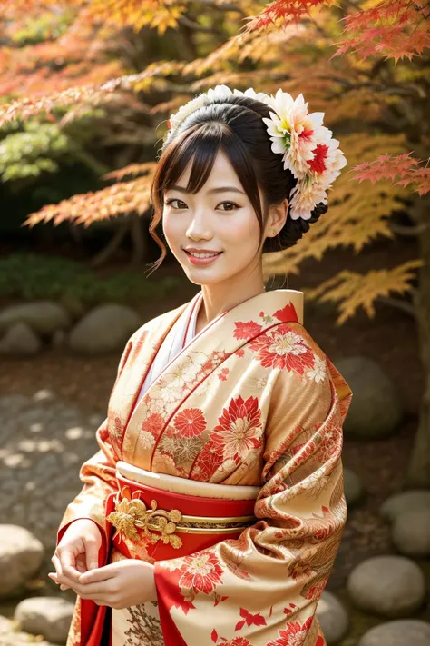 ((Masterpiece, best quality,edgQuality,portrait)),smile,smirk,
edgJF_clothing,smile, flower, tree, lips, leaf, realistic, maple leaf, autumn ,wearing edgJF_kimono,autumn setting,autumn trees and leaves
 <lora:edgJapaneseFall:1>