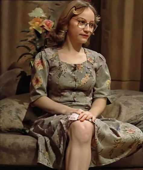 irma_gobb, full body, flower dress, glasses <lora:Irma_Gobb-10:1>