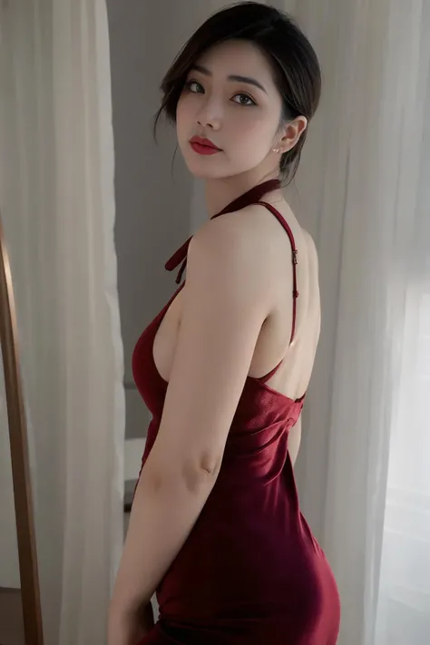 Araffe mulher em um vestido vermelho tirando uma selfie em um espelho, 18 anos, vestido vermelho sexy, 21 anos, 1 8 I, 2 2 anos, vestido sexy, sensualidade e aceno, vermelho quente, 2 3 anos, cativante e atraente, 1 6 anos, vestido sexy, Garota sexy, Sensual