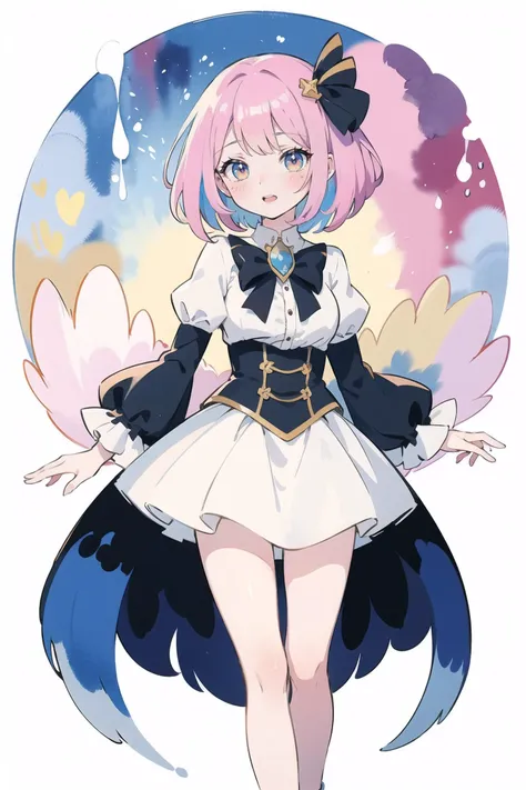 (masterpiece, top quality, best quality), (splash art), cute girl, magical girl, rainbow hair, rainbow, sexy, surreal, (watercolor \(medium\), IrisCompiet:1.2),