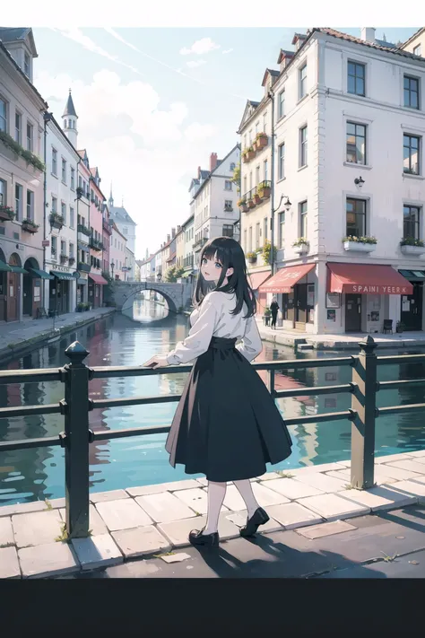 (masterpiece, top quality, best quality), (splash art), european town, spring,
