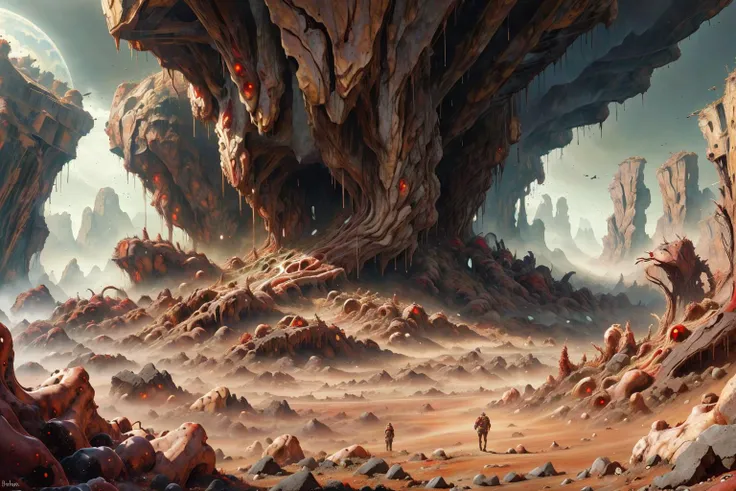 fantasy, landscape created from multiple fetuses, Science-Fiction, weird, grandes pechos, grotesco, intestinos, venas, arterias y cerebros, Mujer joven con rasgos muy finos y cuerpo perfecto, Texturas reales, cinematic scene, vida real --auto