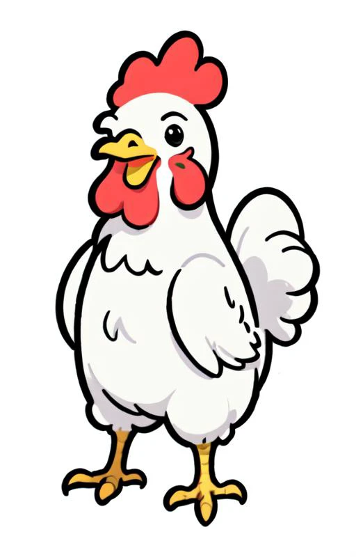 (cartoony chicken:1.2), photo_focus, white background, <lora:cutememe02:0.7> <lora:Chickens-v1:0.4>
