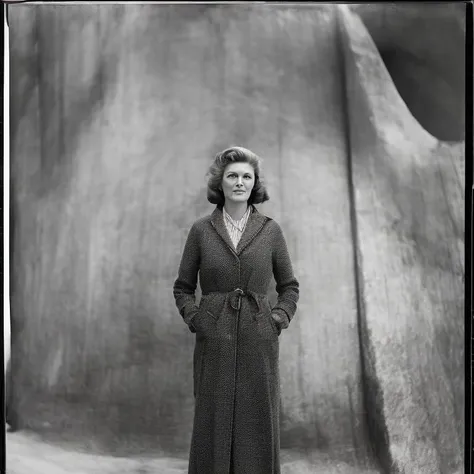 oldpt woman photograph, full body, large format, AnalogFilm768-BW-Modern, technicolor