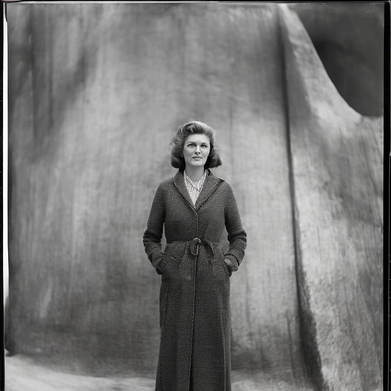 oldpt woman photograph, full body, large format, AnalogFilm768-BW-Modern, technicolor