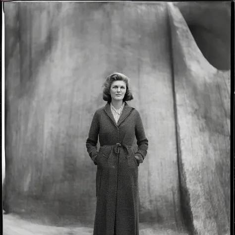 oldpt woman photograph, full body, large format, AnalogFilm768-BW-Modern, technicolor