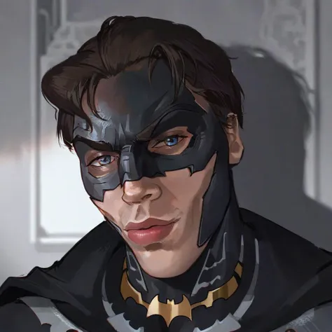 best quality, masterpiece, best quality, beautiful, detailed shadow, aesthetic, 1boy, solo, batman, <lora:KazuyaGuy:1>, portrait, lips