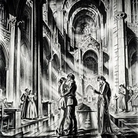 lemagny lovers in the cathedral  <lora:lemagny2:1>