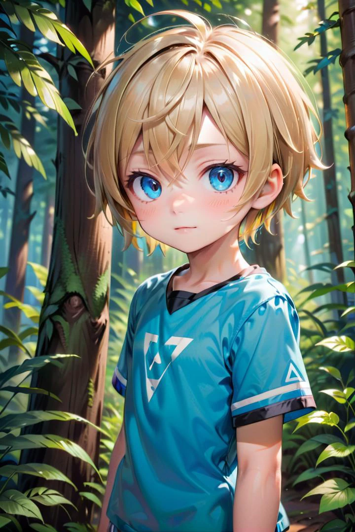 (1 boy:1.2), multicolored background,(very short hair)
crew cut,, blue eyes, masterpiece, male characters, hires,
multiple details, sky, forest, handsome, ultra detailed background, t shirt,
beautiful eyes (vocaloid), delicate features, high light in eyes, triangle chin, (full shot:1.2), (whole body:1.2),
petite, young, juvenile, detailed beautiful boy, adorable boy, sunlight,standing
aoki, masterpiece
<lora:aoki_xl_v10:0.4>